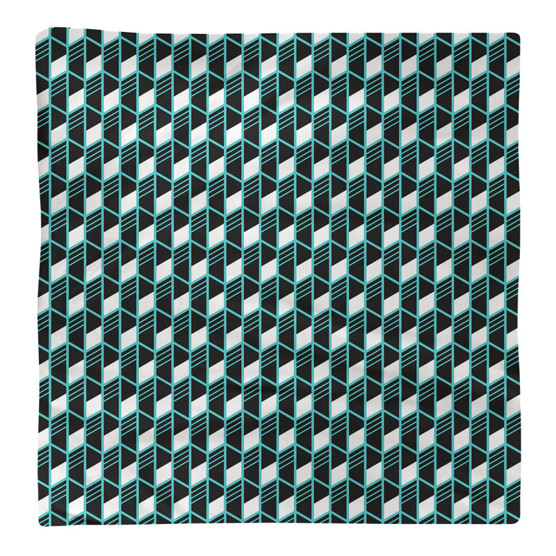 Serviette en coton à rayures géométriques classic, H 0,1 po x l 10 po x P 10 po, Bleu sarcelle, Sergé de coton