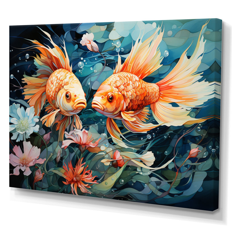 Pêche fantaisiste I - impression, H 16 po x l 32 po x P 1 po, Toile tendue