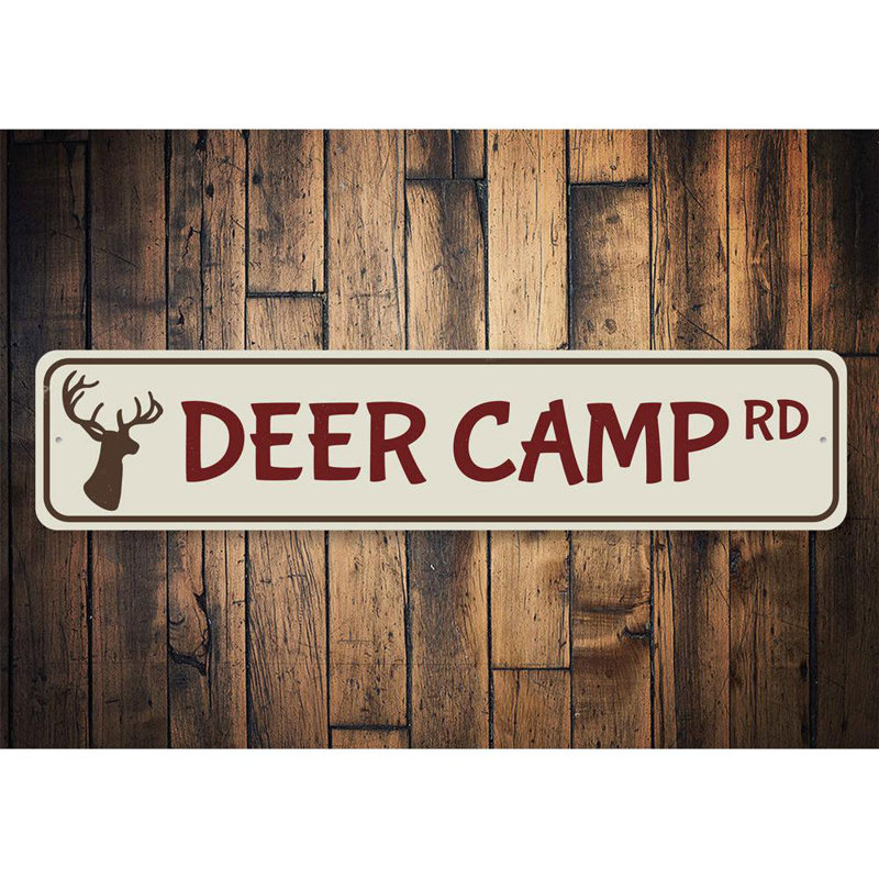 Panneau en aluminium personnalisé Deer Camp Road, H 4 po x l 18 po x P 0,04 po