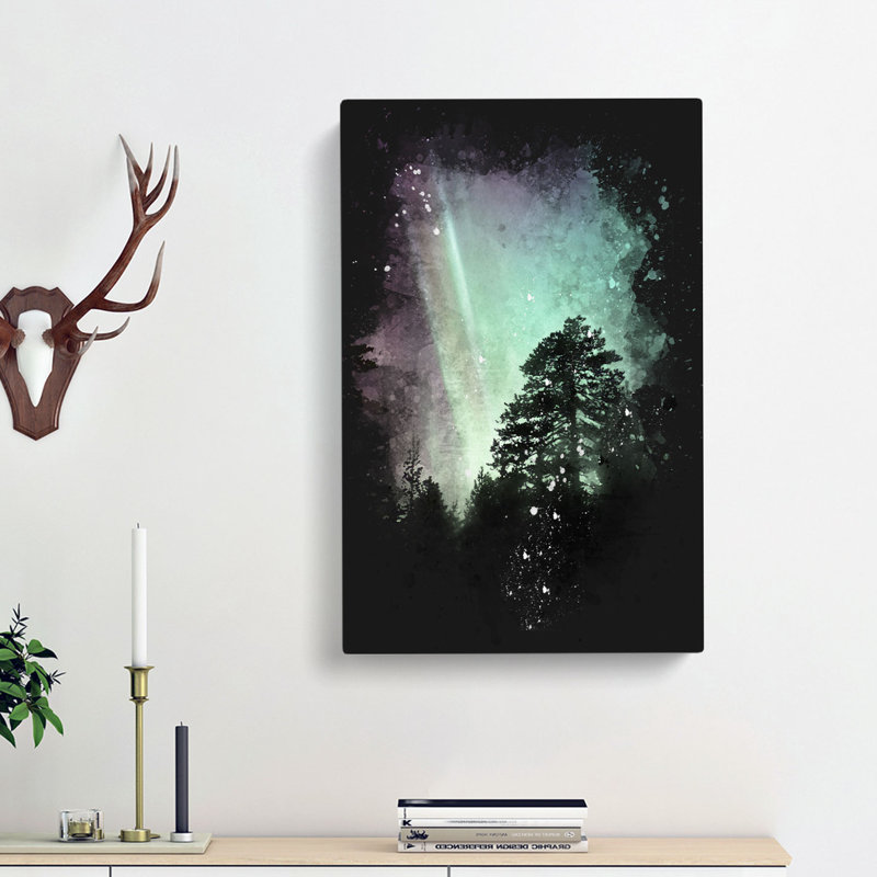 Northern Lights over the Forest - Wrapped Canvas, 60cm H x 40cm W x 3cm D