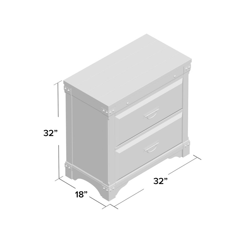 32'' W Solid Wood Nightstand, Brushed Gray Mahognay