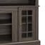 Meuble télé avec portes en verre pour console de divertissement 65 po - Finition noyer foncé et dissimulation de câbles