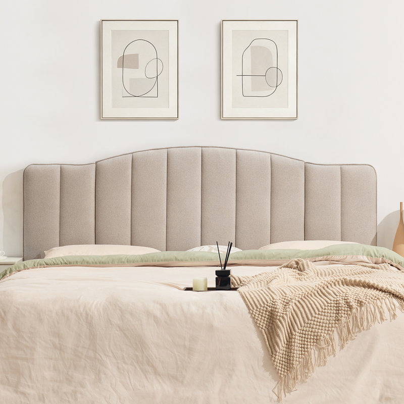 Arched Vertical Tufting Upholstered Headboard Adjustable Height & Width Head Board For Bedroom, King/California King, Brown