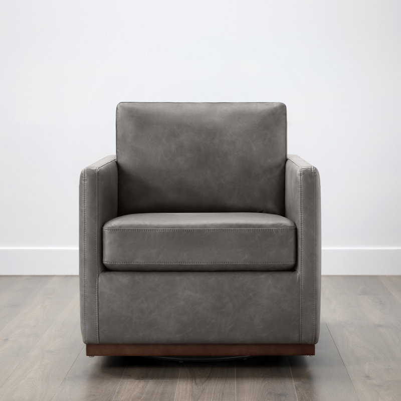 Fauteuil pivotant large Assiatou, Similicuir gris caillou gris