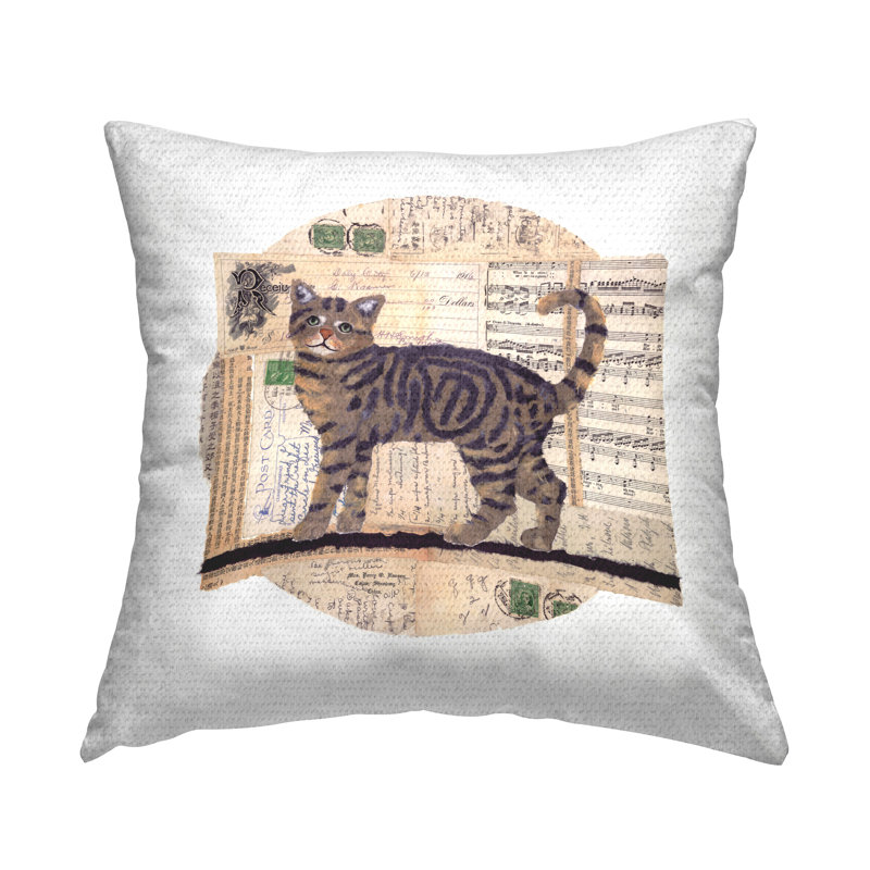 Coussin d'extérieur imprimé Tabby Cat Collage