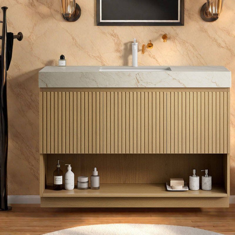 Freestanding Standard With Engineered Stone Top, 47.64