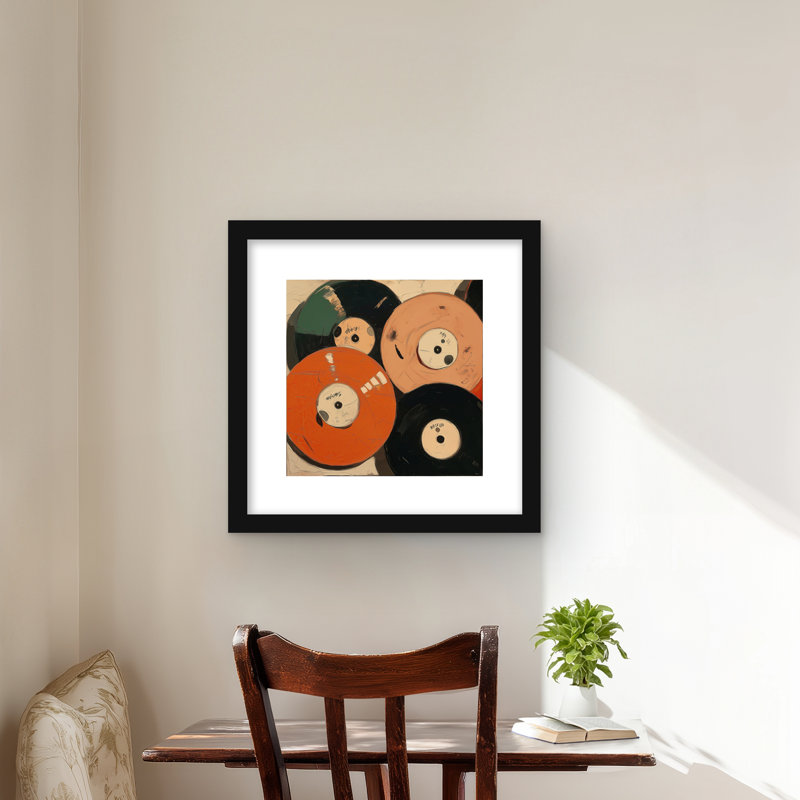 Vinyle - reproduction musicale matte encadrée noire pour la décoration intérieure, H 16 po x l 16 po, Noir