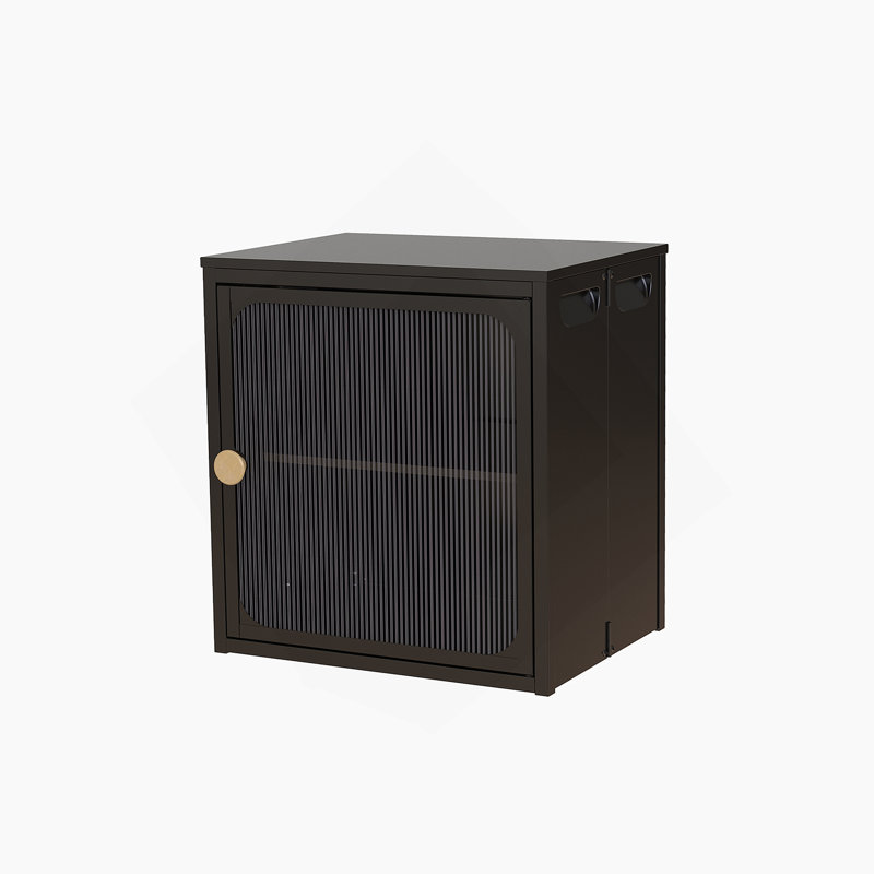 Single Sturdy & Convenient  Foldable  Cabinet, Durable Steel-Wood Combo with Anti-Slip Design & Quick Fold & Install, Easy to DIY Storage Container with door