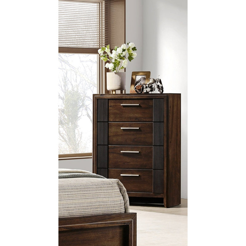 Commode contemporaine à 4 tiroirs, commode de chambre en bois pour la maison