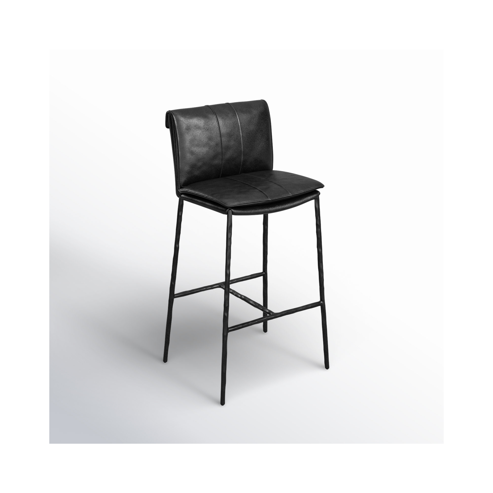 Mayer Leather Stool, Black, Bar Stool (31" Seat Height)