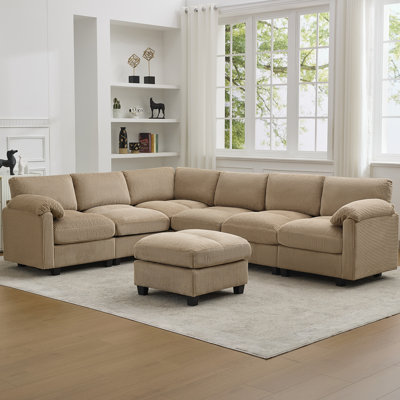 Canapé modulaire 7 places avec accoudoirs coussinés 7 places