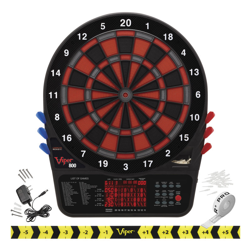 Premium Solid Pine Electronic Soft Tip Dartboard Cabinet Set