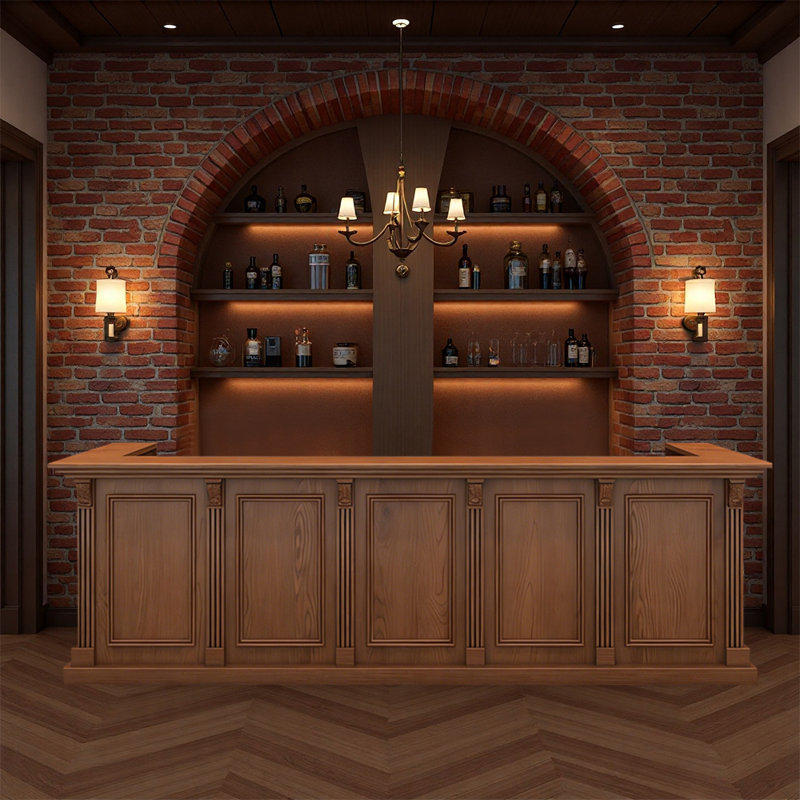 Comptoir de bar classique rétro - idéal pour les bars, les bars, les bars et les espaces de divertissement commerciaux, Brown
