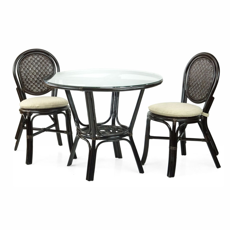 Ensemble repas rond 37,5 po Chetana Glynda, Marron foncé, Marron foncé
