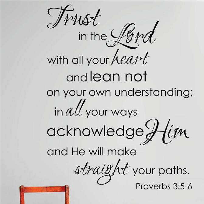 Adhésif mural "Trust the lord with all your heart lean not on your own understanding", Noir
