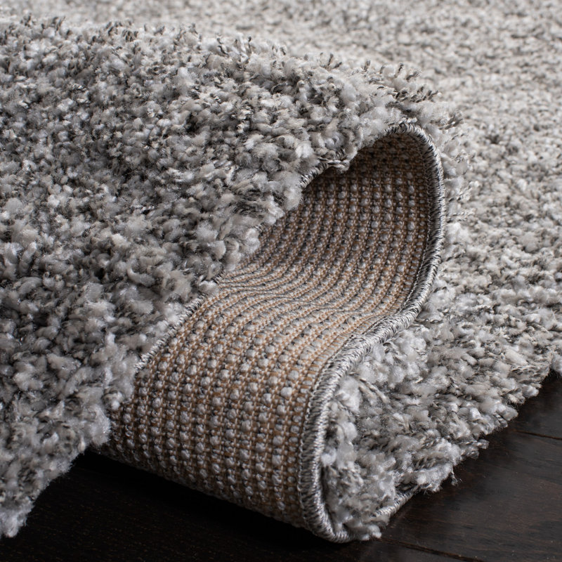 Tapis argenté à poils longs Assiya, Rectangle 4 pi x 6 pi