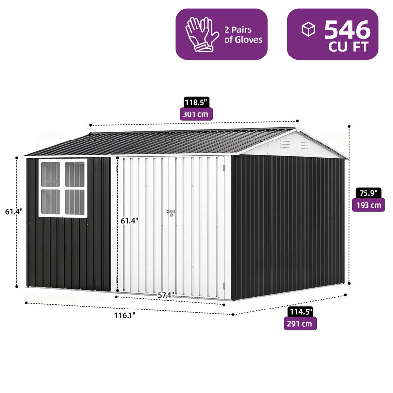 9.5 ft. W x 9.5 ft. D Metal Outdoor Storage Shed with Window