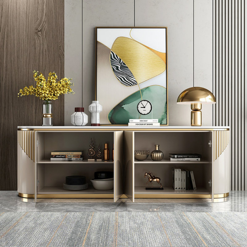 Meuble télé Creative Minimalist, H 25,59 po x L 86,61 po x l 15,75 po, Blanc cassé