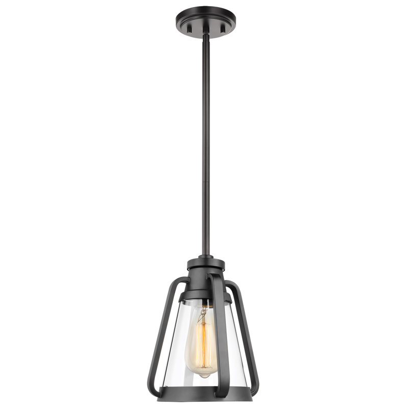 Luminaire suspendu conique à 1 lumière Iola, Noir mat, H 9 po x l 7,13 po x P 7,13 po