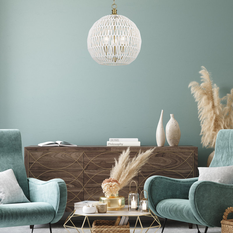 Luminaire suspendu sphérique à 3 lumières Merritt, Bronze champagne brossé