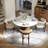 Modern Round Dining Table, Sintered Stone Tabletop With Lazy Susan, Carbon Steel Base Pre-Assembly-118556708-118556707