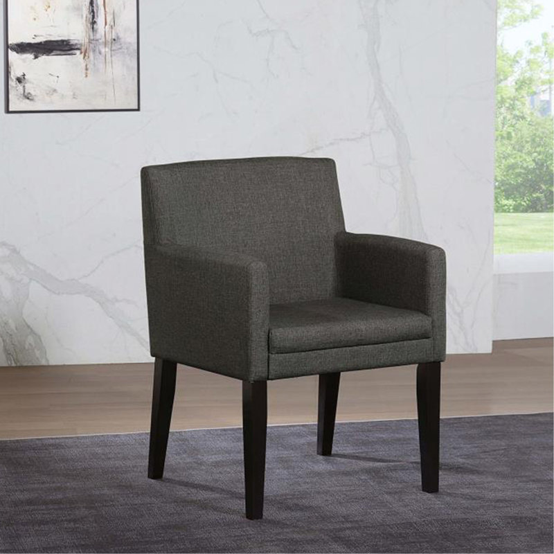 Ensemble de 2 chaises de salle à manger rembourrées en tissu gris anthracite, gris