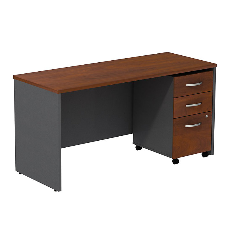 Bureau avec classeur mobile Series L 60 po x P 24 po, Cerisier hansen
