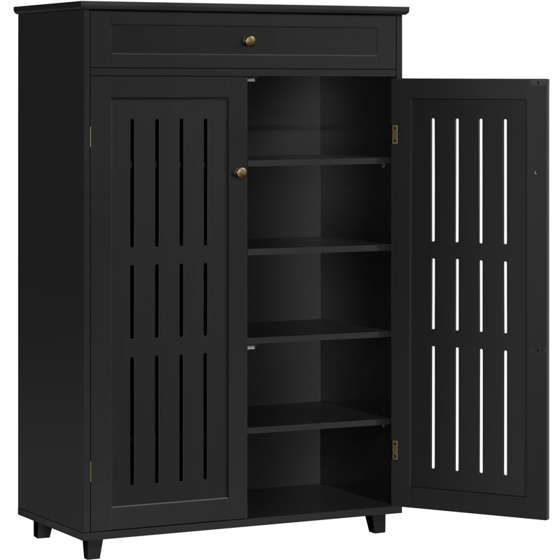 Armoire à chaussures multi-tailles à 5 niveaux avec tiroir, Noir, 5