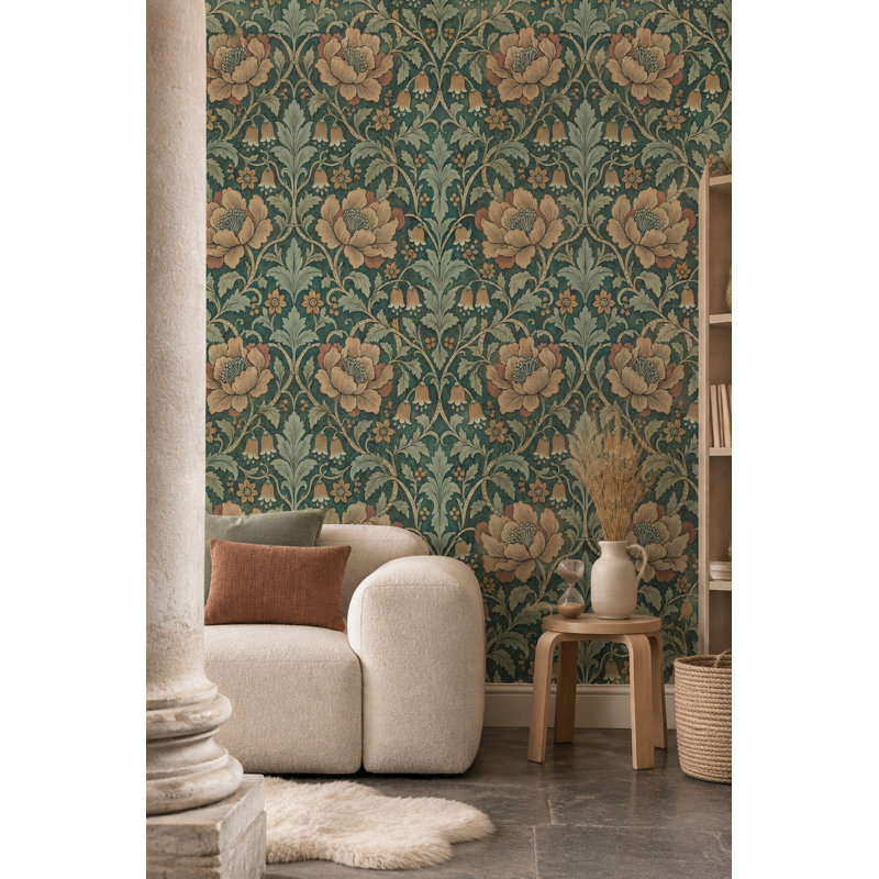 Papier peint floral botanique foncé, Non-Woven Non-Pasted