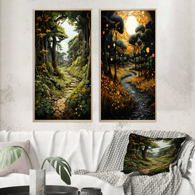 «Countryside Path Through The» - 2 pièces
