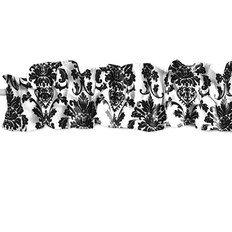 Cantonnière à motif floral en popeline et damas, L 58 po x L 5 po, Blanc
