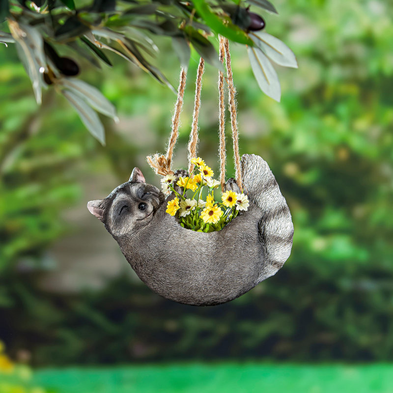 Pot à fleurs suspendu en raton laveur avec jute