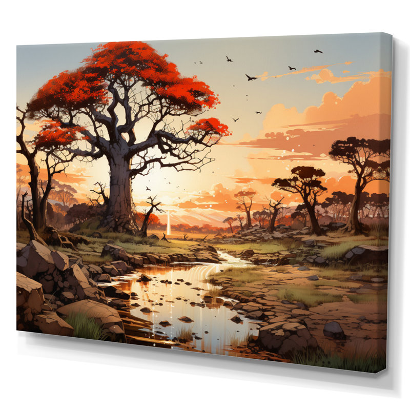 «African Baobab Tales II» sur toile, H 30 po x l 40 po x P 1,5 po, Toile tendue