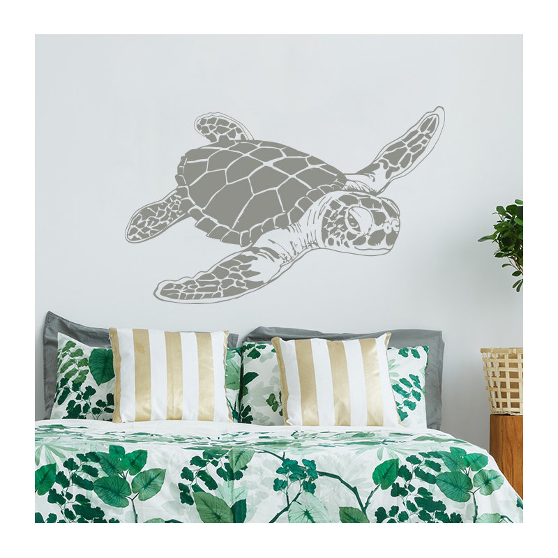 Décalcomanie murale tortue de mer, Gris argenté