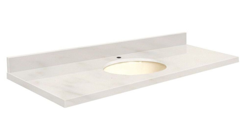 Dessus de salle de bain simple 61 po meuble-lavabo, Blanc, Passage de portage, Monotrou