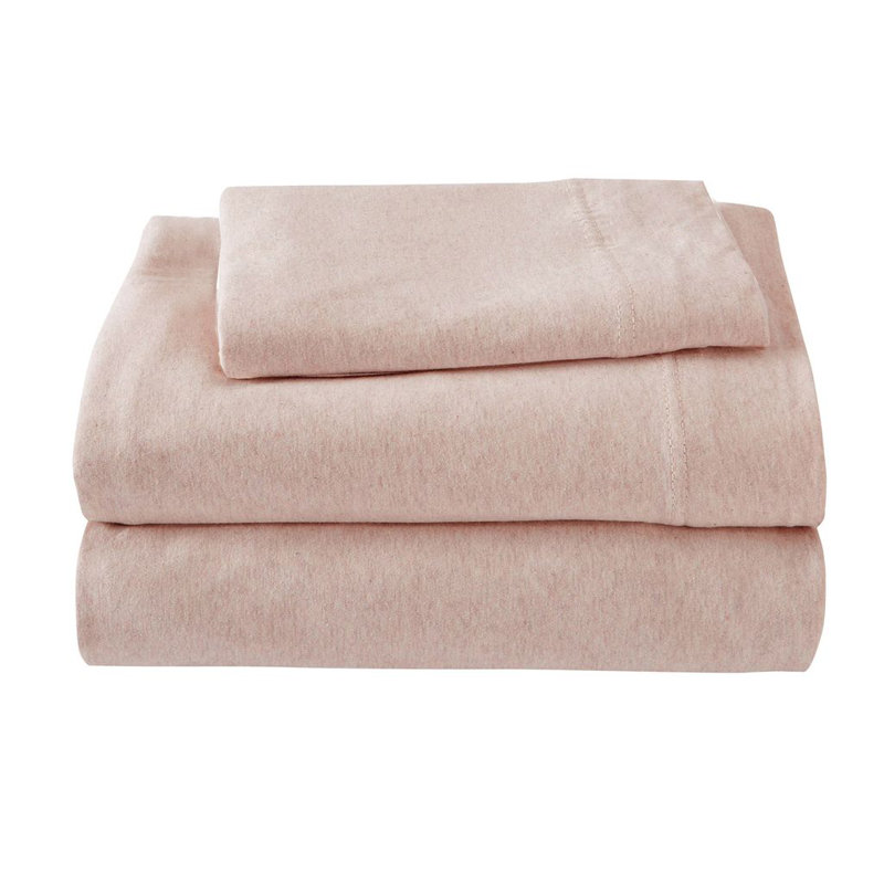 Brooklyn Flat Jersey Knit Sheet Set, Twin Sheet Set with 1 Pillowcase, Pink