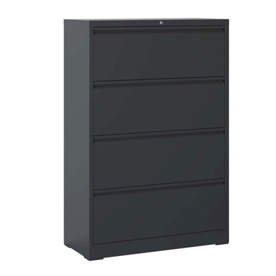 Metal 4 Filing Cabinet, Black With Lock, For Office Storage, Fits Legal/Letter/A4/F4 Size Folders Smoothly Lockable Style, Securely