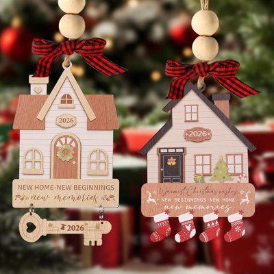 10Pcs New Home Ornament, Housewarming Gifts for New Home First House, House Warming Gift for Couple Newhouse Owners,Home Ornaments for Home,First Home Christmas Ornament,5*brown key+5*Black socks