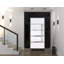 Porte avant en acier pré-suspendue à l'avant / deux portes en émail noir 1105/2 fenêtres latérales et latérales supérieures en acier inoxydable avec insertions en métal peintes de style moderne W12 + 36 + 12 po x H80 + 16 po à droite-98195993-98195990