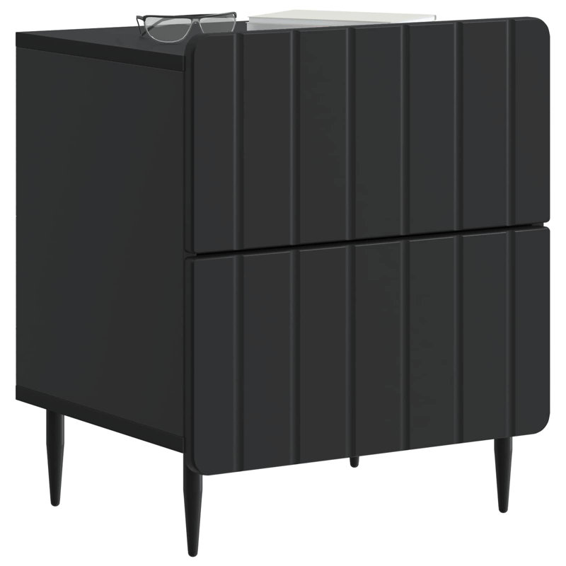 43cm W Manufactured Wood Bedside Table, Black
