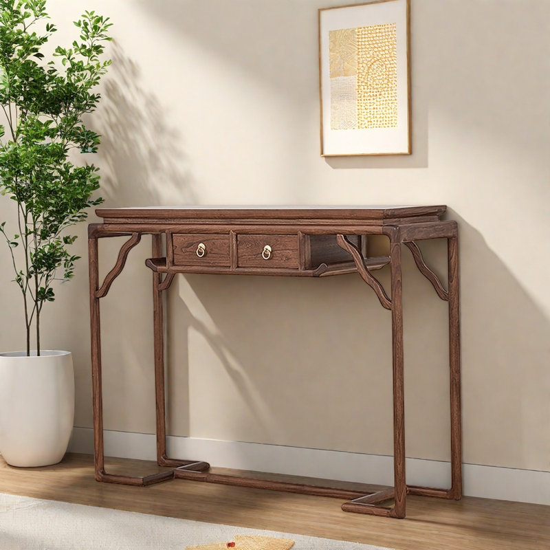 Solid Old Elm Entryway Console, Walnut