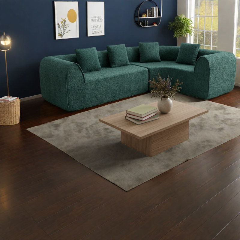 Canapés modulaires modernes en forme de L avec mousse de qualité supérieure, design de salon spacieux