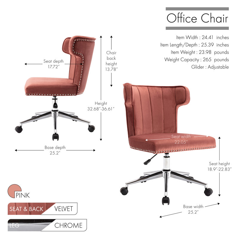 Velvet Task Chair, Pink