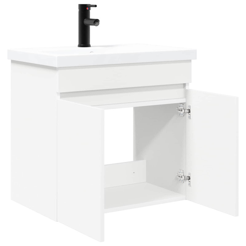 Single Bathroom Vanity with Ceramic Basin, White