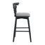 Tabouret de bar d'intérieur en bois Doria, finition noire avec revêtement gris, ensemble de 2