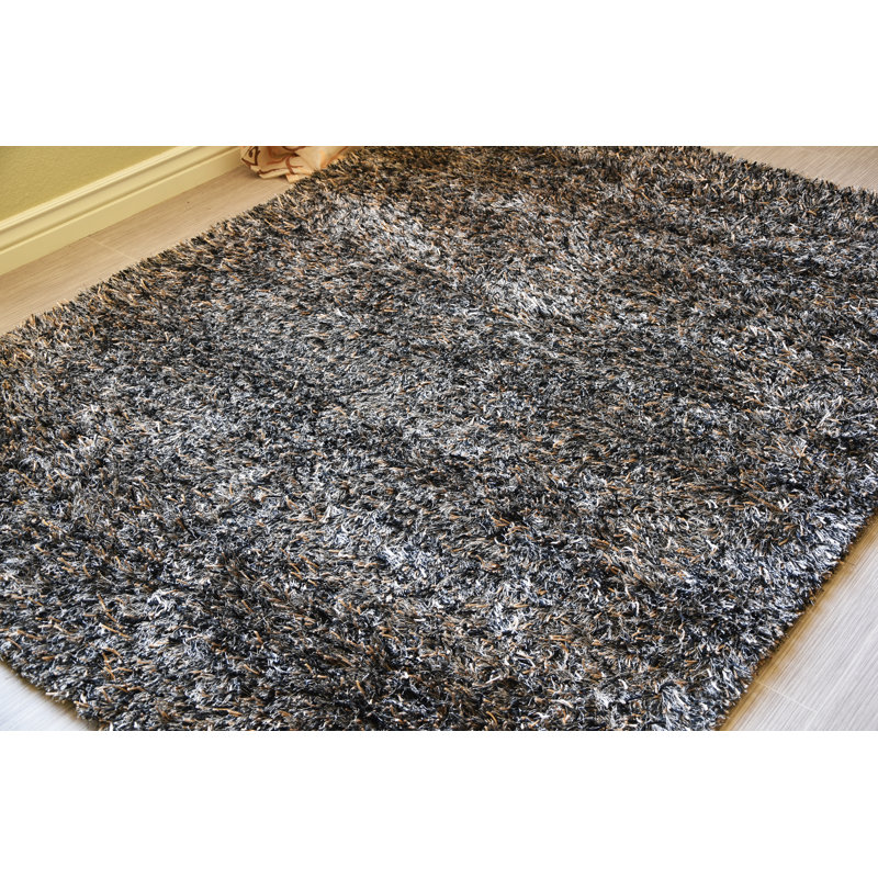 Tapis poils longs zone grise fait main Leda