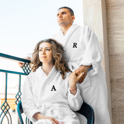Custom Initials 2 Piece Cotton Waffle Kimono Bathrobe Set, Personalized Bathrobes Monogrammed Robes