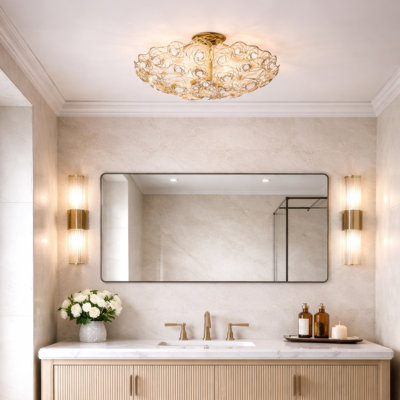 Ethereal Rose 3-Light Inverted Semi-Flush Ceiling Light - Havana Gold Ombre