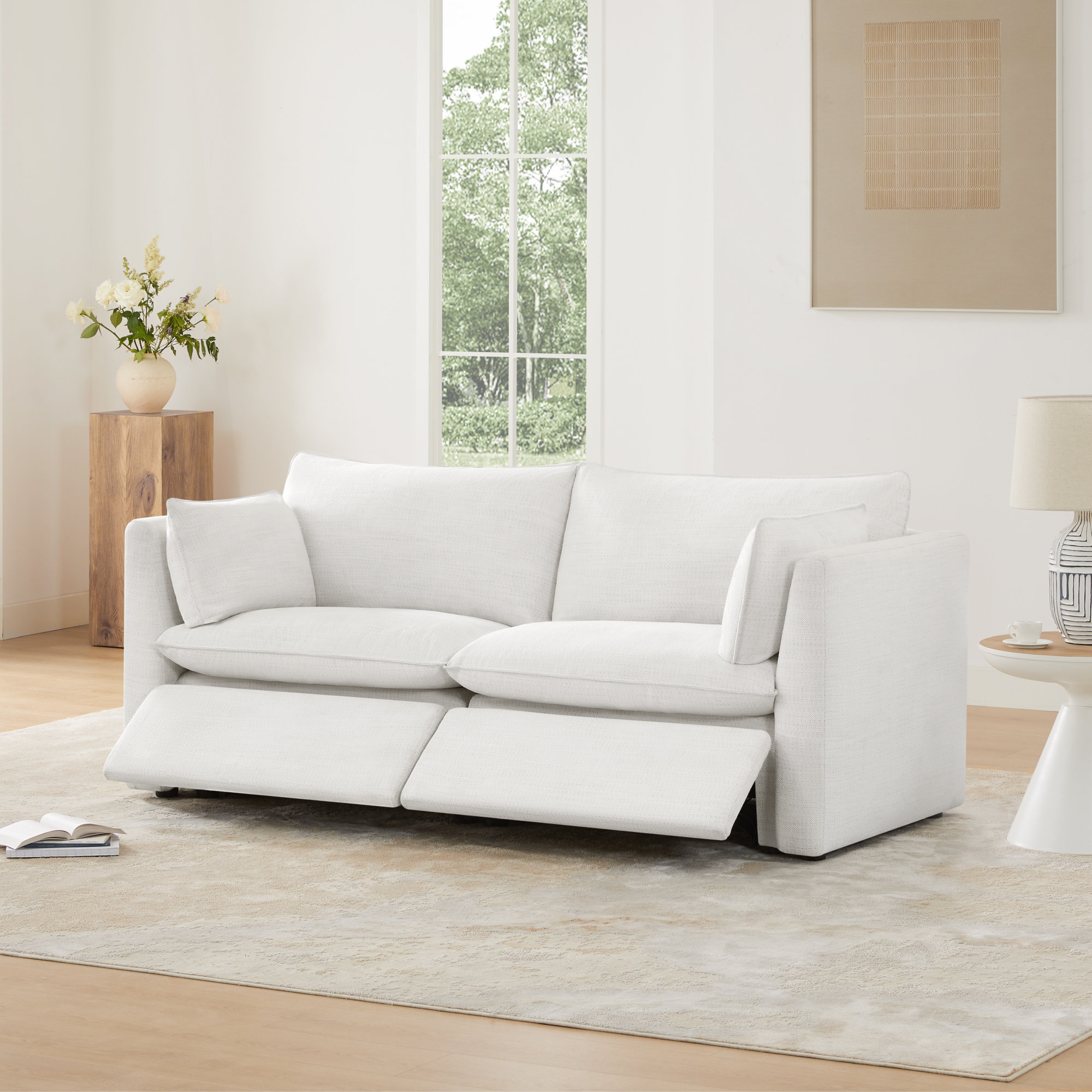 Greylan 114" 3 - Piece Modular Power Reclining Sofa, Cream, 2, 35"H x 80"W x 35"D
