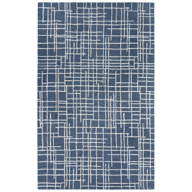 Tapis bleu en laine touffeté à la main Kaddy